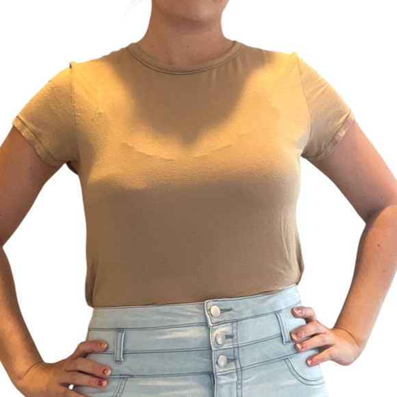 American Eagle Soft & Sexy Brown/Tan Basics Crew Neck T-Shirt | Size Small - Picture 2 of 8